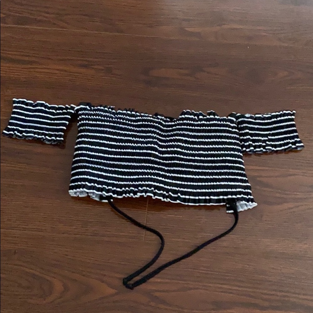 black and white bathing suit top
